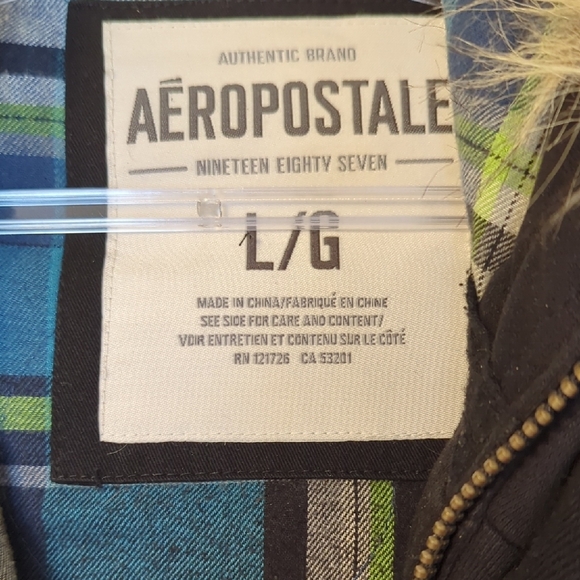 Aeropostale Black Bomber Jacket with Fur Hood - Picture 2 of 4